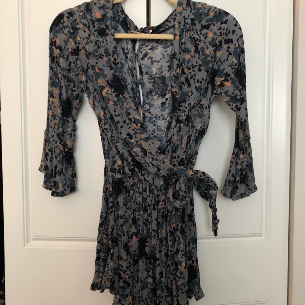 Free people wrap front romper, floral, size XS
